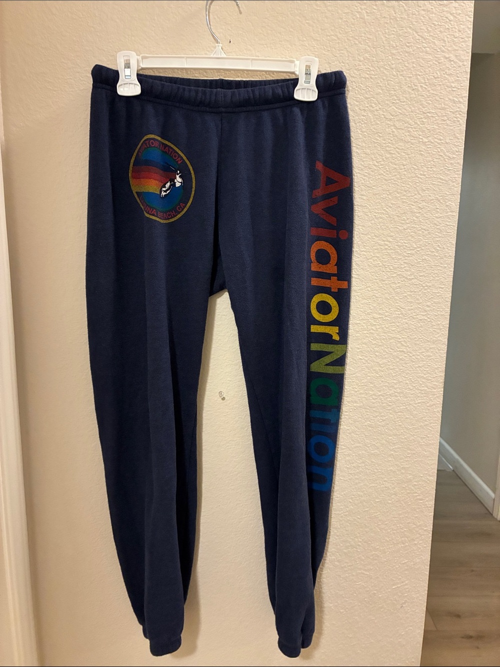 Aviator Nation Navy Joggers with Rainbow Logo - Picture 2 of 7